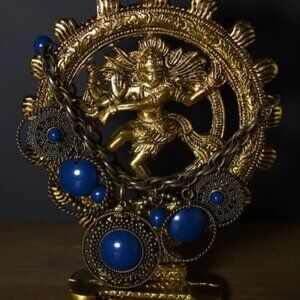 Premier Designs Bronze Color Necklace with Blue Beads